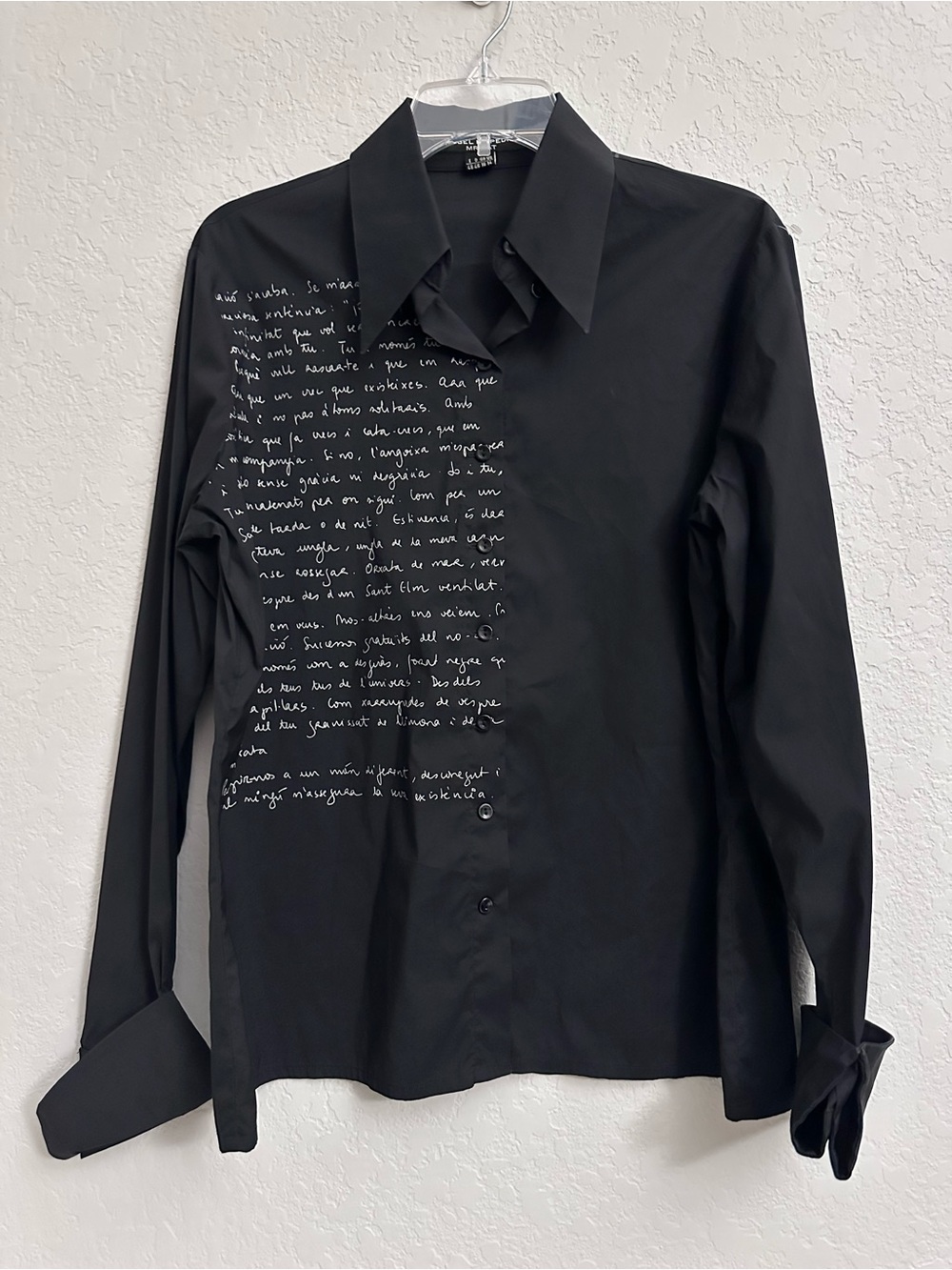 Isabel De Pedro Mr. Cat Graphic Button Down Womens Size 14 Black